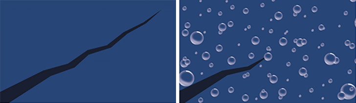 Above left: Belzona 1523 sprayed applied, above right: Belzona 1523 and Belzona 1593 completed application