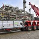 Electric SPMT equipment on site.